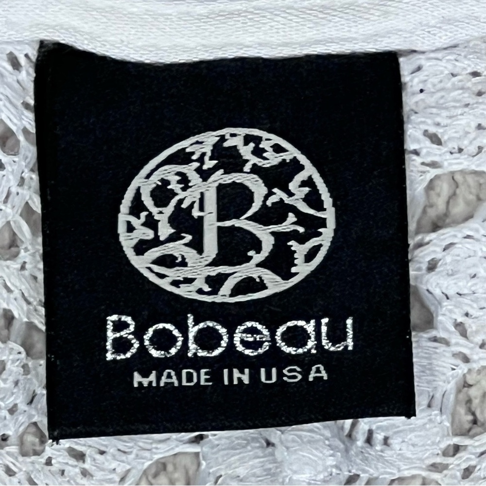 BOBEAU White Crochet Open Front Tunic Cardigan Swimsuit Cover-up Women's Size L - Picture 10 of 12